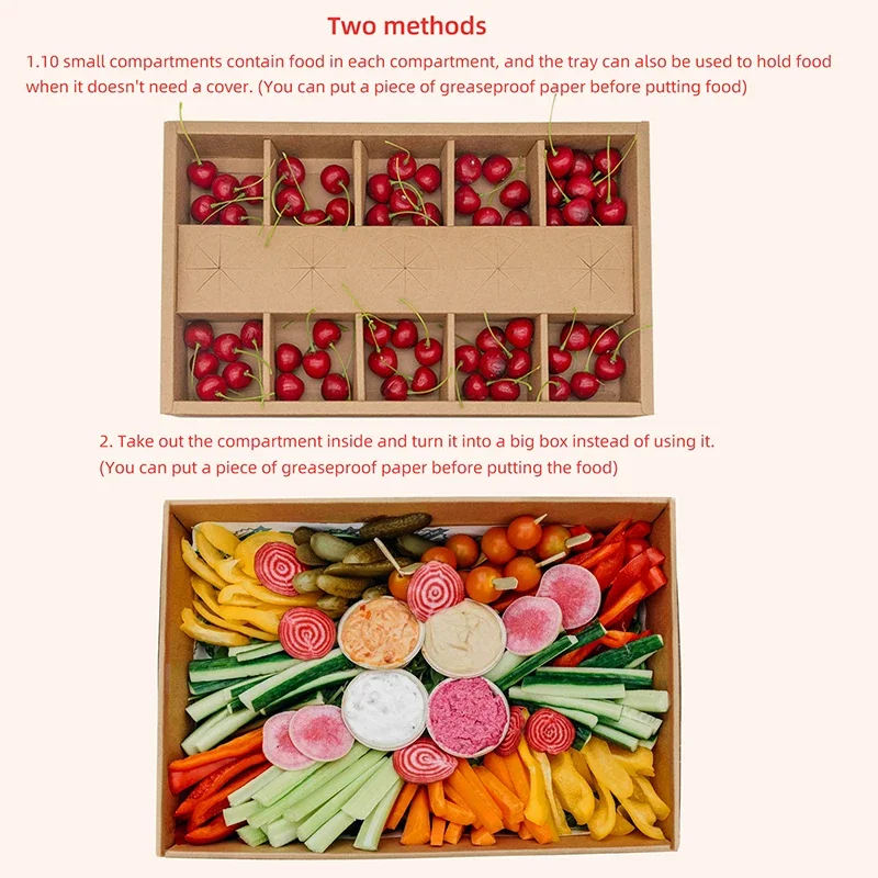 Custom takeaway takeout paper shawarma fries box charcuterie disposable breakfast food grazing platter packaging lunch boxes