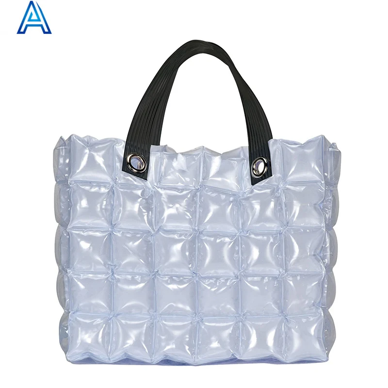 Summer sea pool beach water-proof PVC inflatable handle bag for inflatable carry shopping cosmetic bag air blown