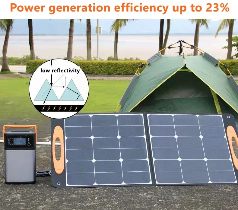 SolarSaga 100W Solar Cell Charger with USB Outputs Portable Foldable Solar Panel for  240/300/500/1000/1500w Power Station Phone