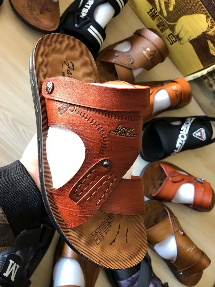 Сандалии от производителя, летние мужские сандалии, мужские тапочки, кожаная обувь в наличии