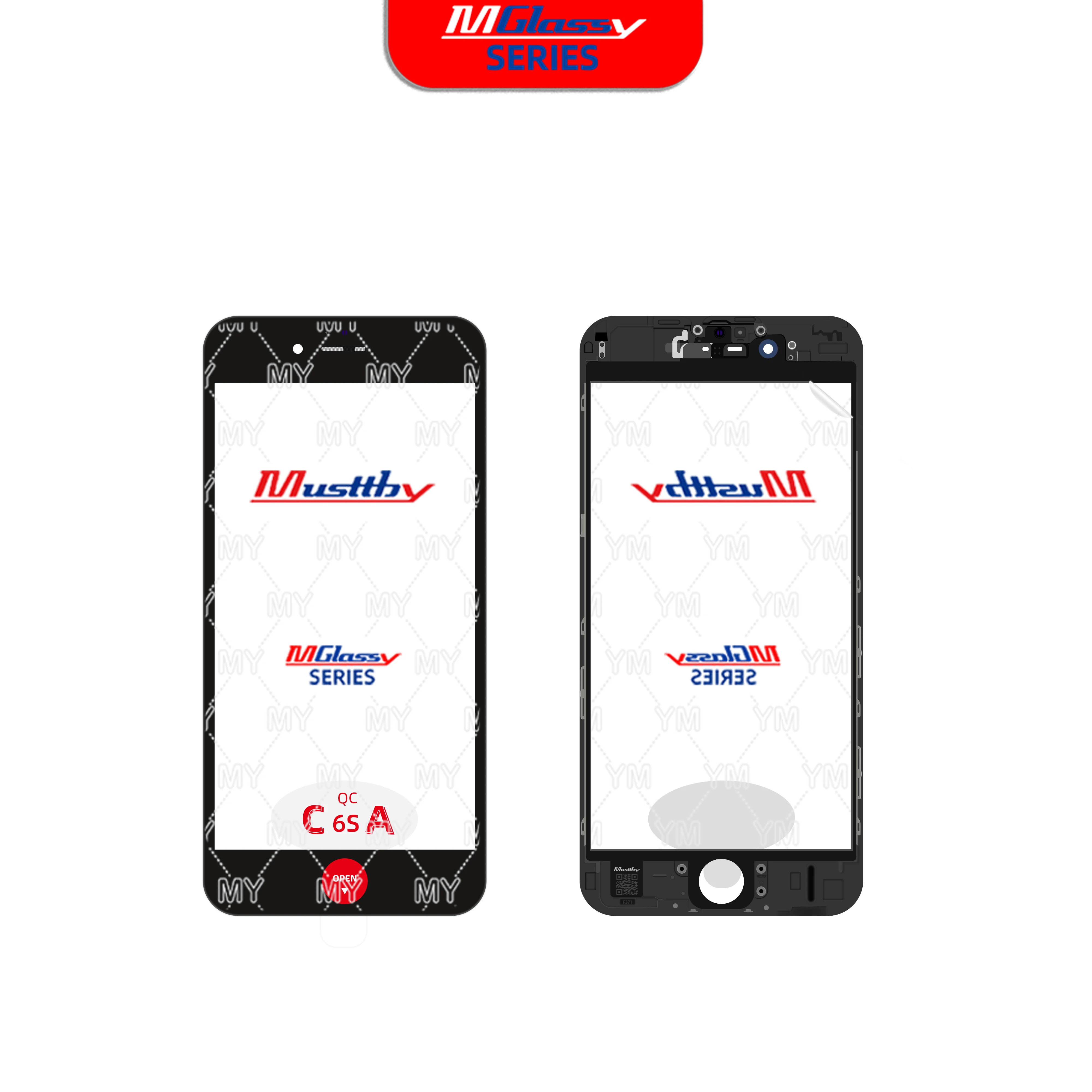 3 in 1 OCA Glass with Frame for iPhone 6 6s 7 8 8 Plus XR Lcd Front Glass Replacement