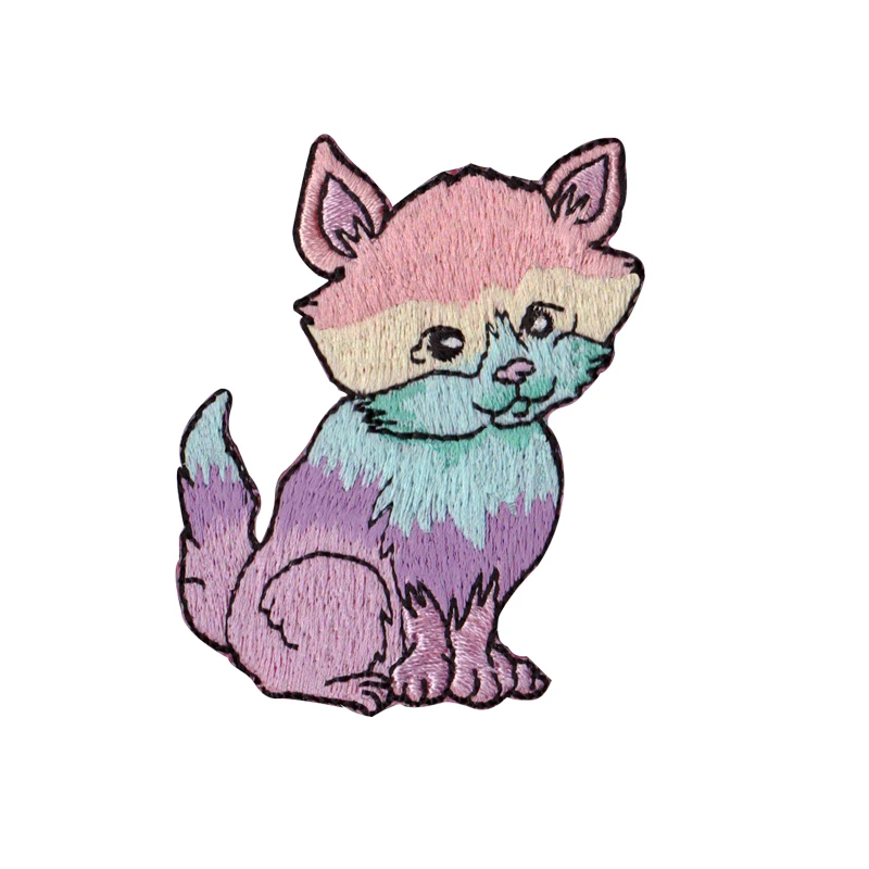 
Embroidered Service Custom multiple Animal Logo 100% Machine Embroidery cute Cartoons cat Patches and Badge 