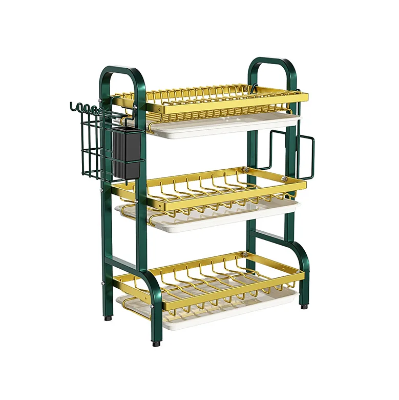 Kitchen Stainless Steel Drain Plate Rack 2 Tier Cutlery Rack Kitchen Drain Plate