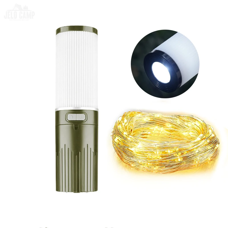 Portable Multiple Light Source Camping Lantern USB Rechargeable Camping LED Tent Hanging Ambiance Warm LED String Lights