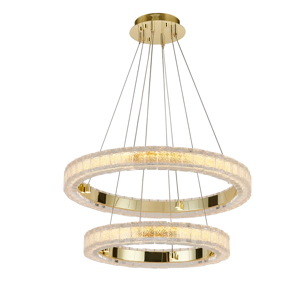 2022 New Modern golden LED crystal glass circle villa pendant lamp Modern gold chandelier