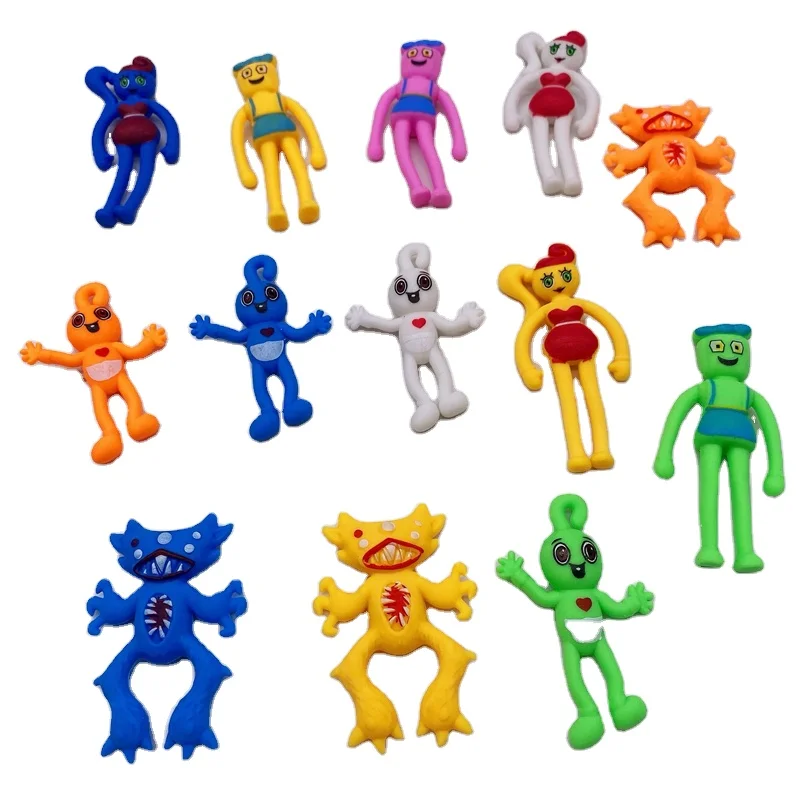 Cartoon plastic family toys member soft pvc Action Figures with Mini doll Random mix toys models