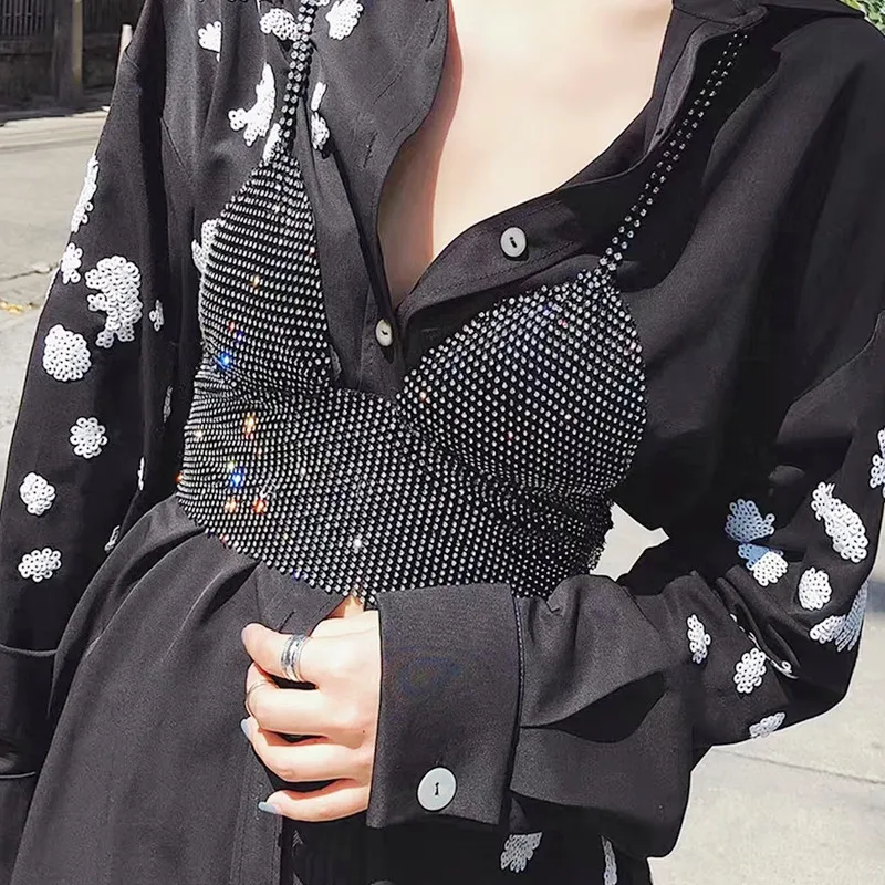 Plastic Rhinestone Sheet  Trimming Elastic Mesh Chain Rolls 24 Rows With Black & Transparent AB Crystal Wholesale Supplier