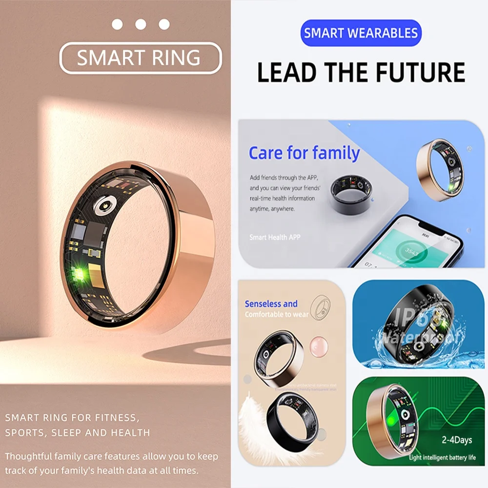 Vanssa OEM ODM Fashion Gifts 24 hour Heart Rate Blood Oxygen Sleep Monitor Strong Battery Life R11M Smart Ring