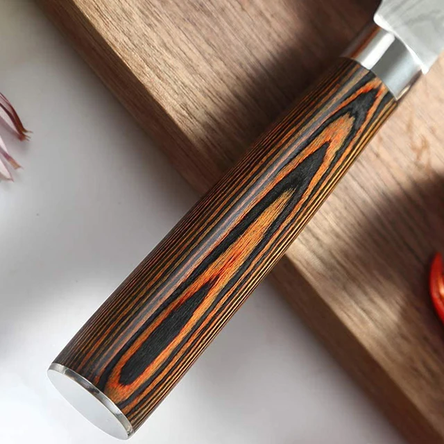 7 inch santoku knife with protective sleeve pakkawood  handle  for restaurants hot sell in America market