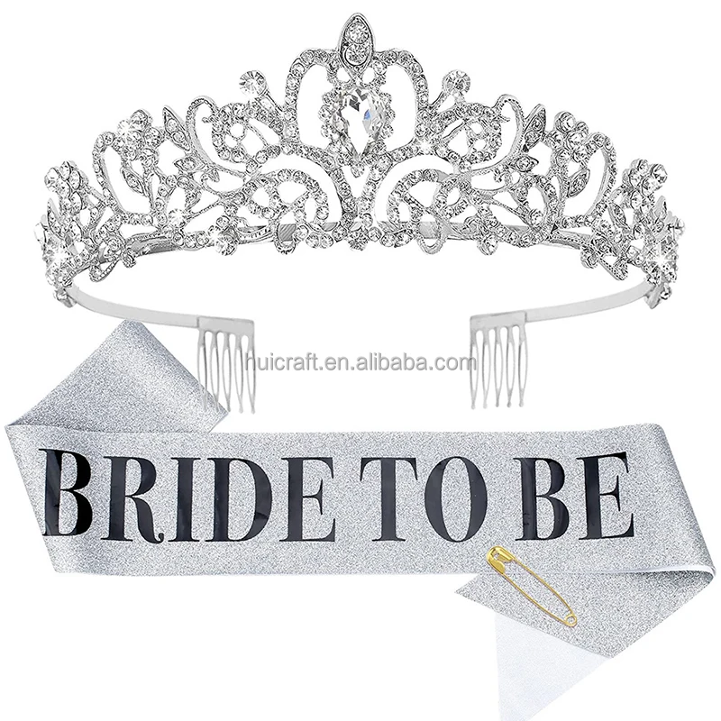 Huiran Gold Bride To Be Tiara Crown Sash Kit For Funny Bachelorette Party Decorations Bridal Shower Party Supplies