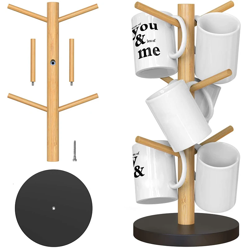 
Bamboo Mug Rack, Coffee Mug Tree, Coffee Cup Holder, 