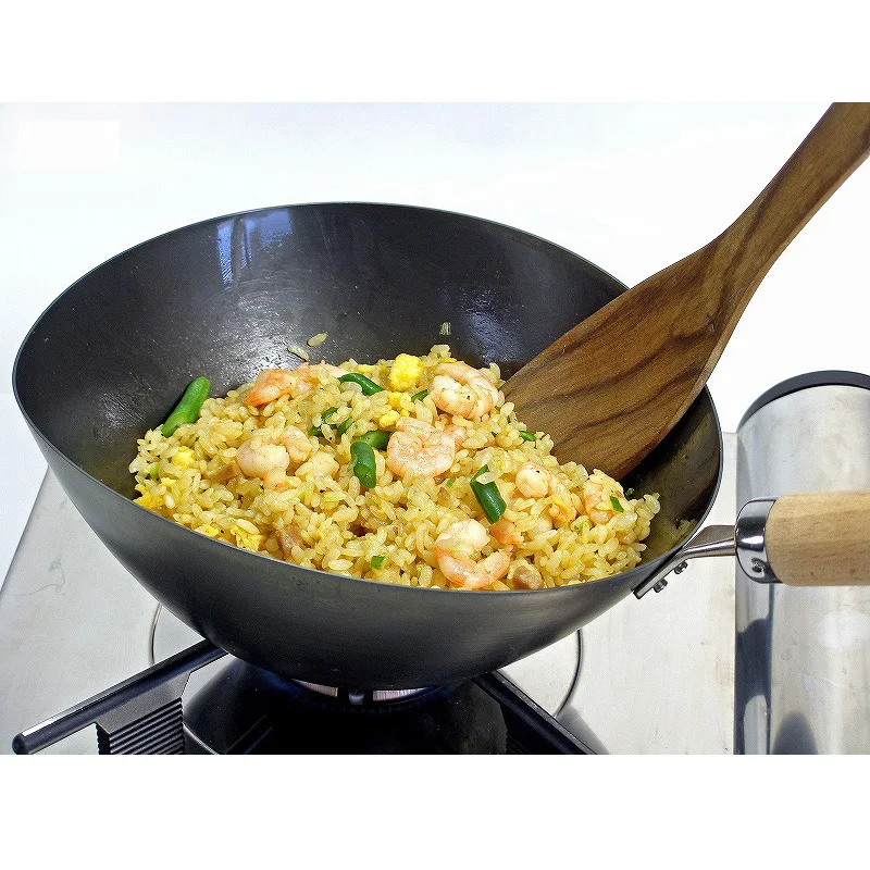 Premium Quality Non-Stick Japanese Style Iron and Metal Wok Pan Premium Quality Cookerware Set with Wooden Handle Frying Pan