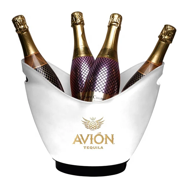 High quality KTV Bar party oval shape Led luxury flashing wine vodka whiskey champagne buckets acrylic plastic ice bucket