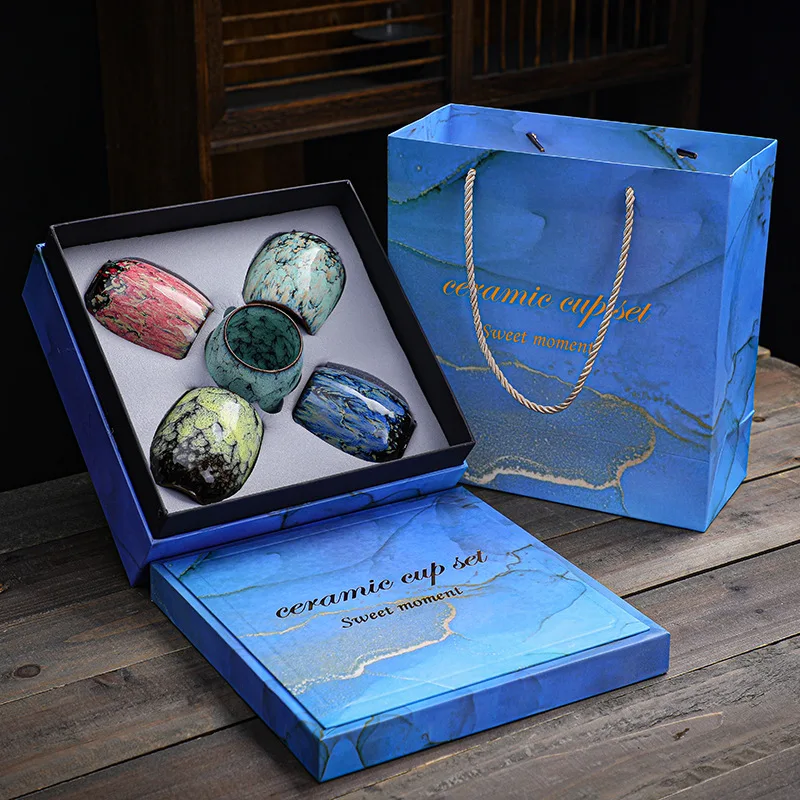 Support Custom logo Arabic Ceramic Tea Cup With 4 Cups In A Gift Box