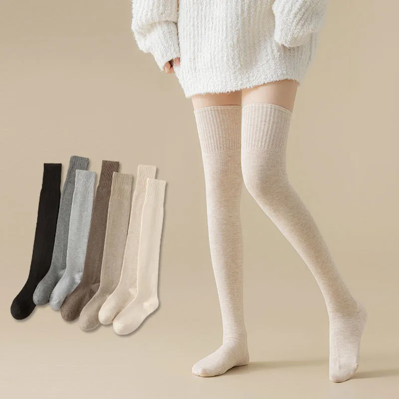 Wool knee socks Autumn and winter plush thickened warm long tube Japanese jk calf socks Winter high tube anti-skid stockings