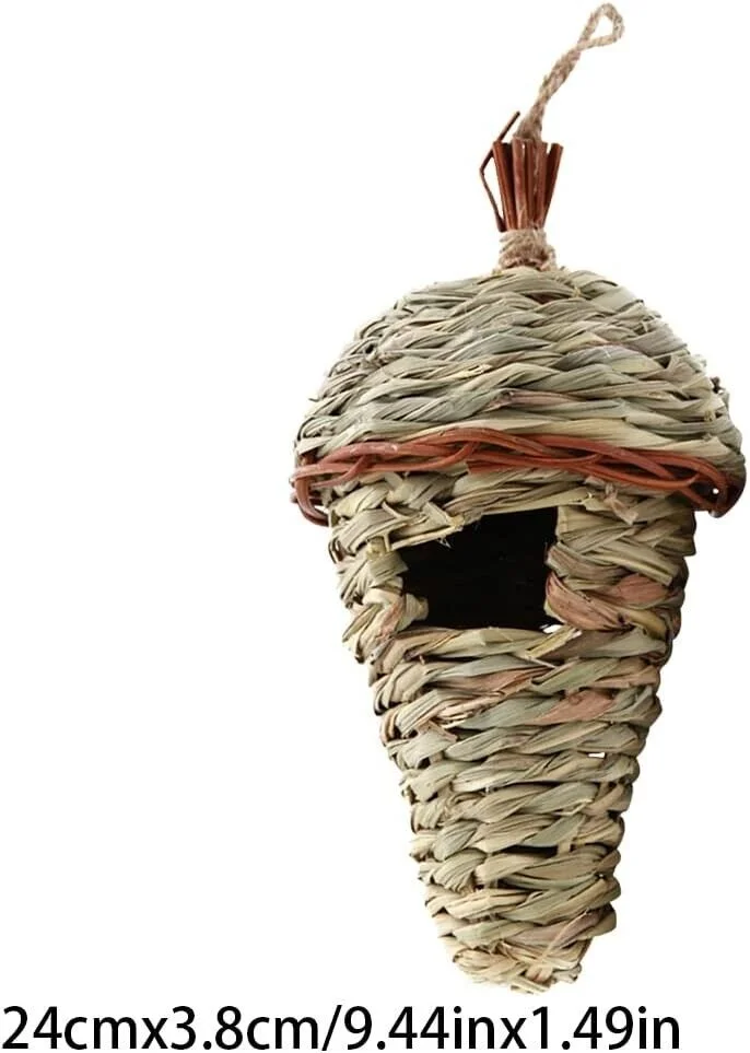 WILDMX Handwoven Natural Grass Hanging Hummingbird Nest Bird House,Outdoor Bird Box,Bird Case Attracts Many Little Birds