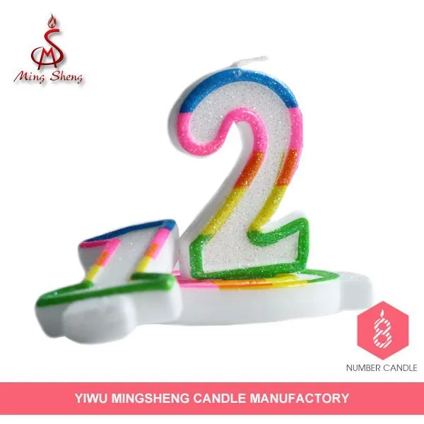 Newest popular 5-color multi-colored side number for birthday cake party number candle wholesales and supply