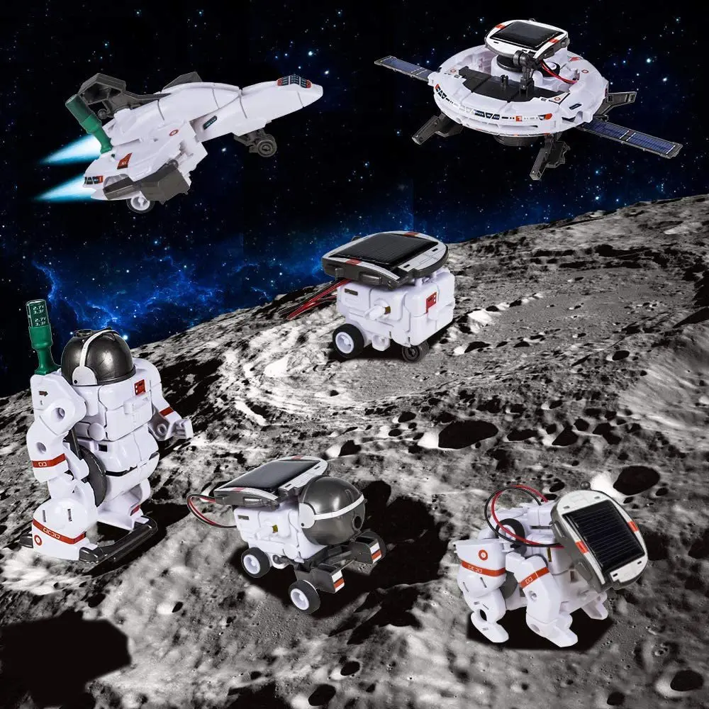 Kids Steam Educational Learning Toy 6 In 1 Solar Diy Assemble Robot Model Toys Science Space Building Toys With Solar Powered