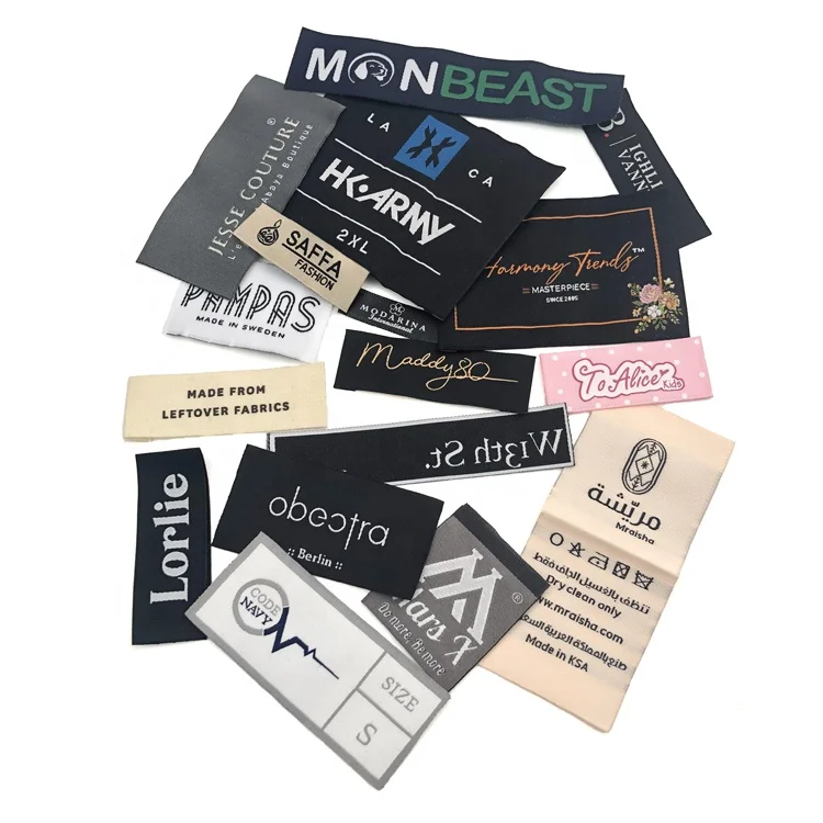 High Density Brand Name Clothing Tags Custom Logo Personal Design Satin Woven Label for Garment