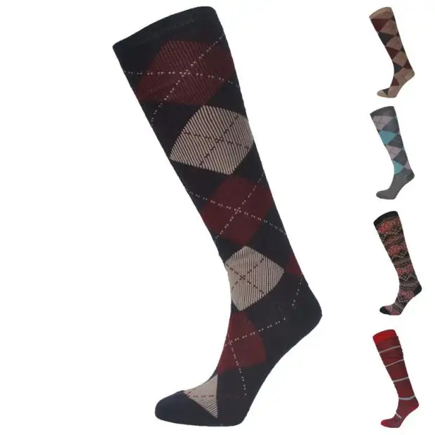 Manufacture Long Knee Length Sporty Women Argyle Horse Riding Unisex Custom Girls Equestrian Socks