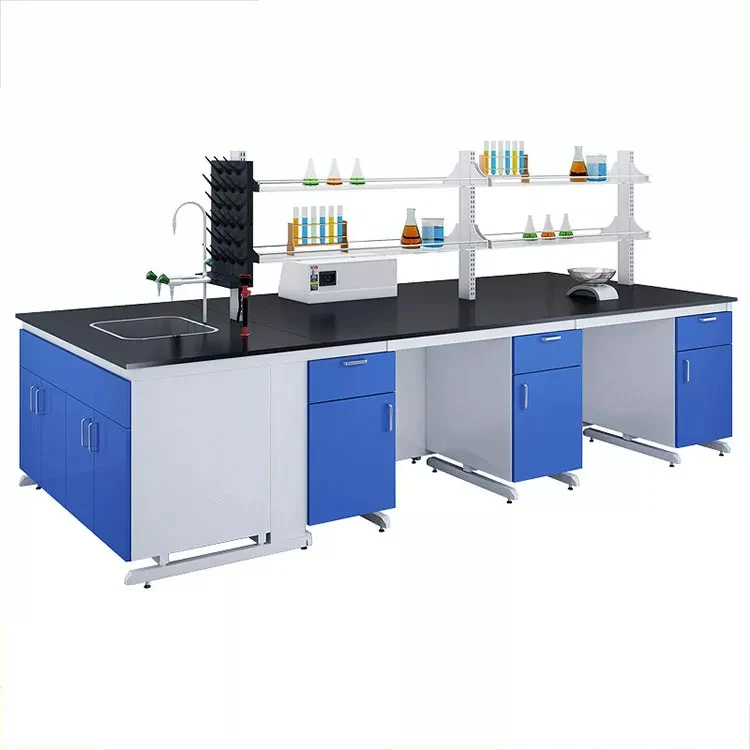 Factory Directly Sale High Quality Strong Acid And Alkali Resistant Steel Frame Lab Bench With Reagent Shelf