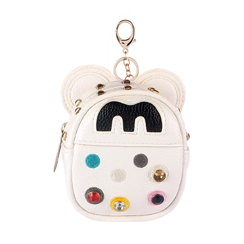 Wholesale Leather Cartoon Mini Backpack Bag Coin Purse Wallet Keychain Cute Coin Wallet Key Holder