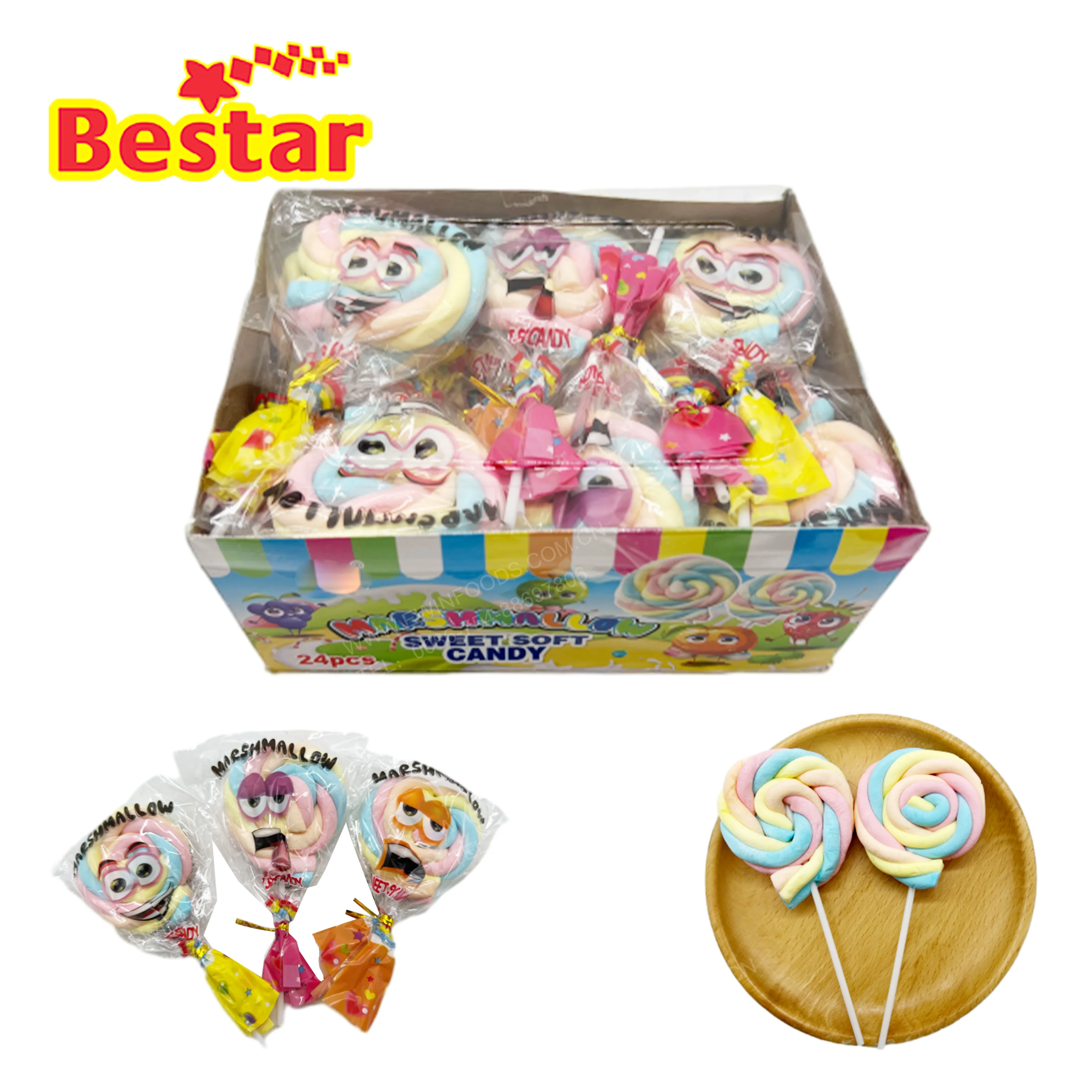 Прямая Продажа с фабрики Зефир в форме завихренного цветка разноцветные фруктовые хлопковые конфеты леденцы Халяльные мягкие