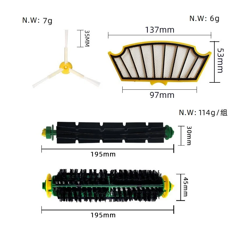 Replacement Washable Main Brush Fit For iRo bot 500 Series 520 529 530 540 550 Robot Vacuum Cleaner Accessories