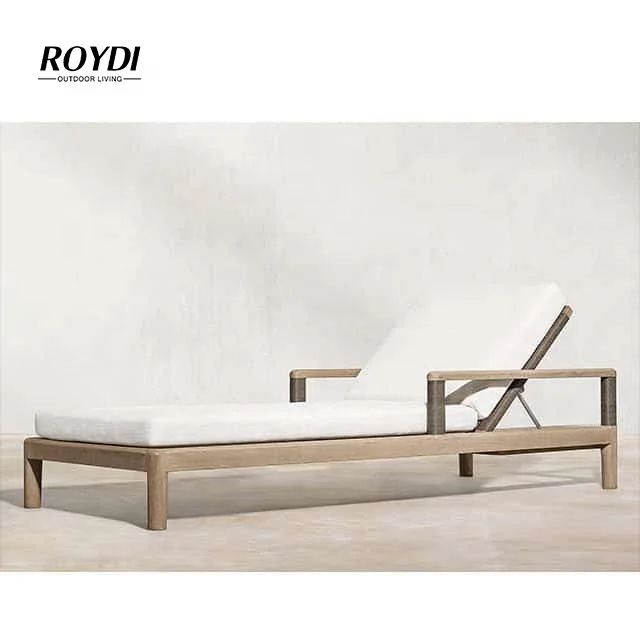 Roydi Garden Sunbed Outdoor Furniture Lounge Chaise Rattan Teak Lounger Sun Bed