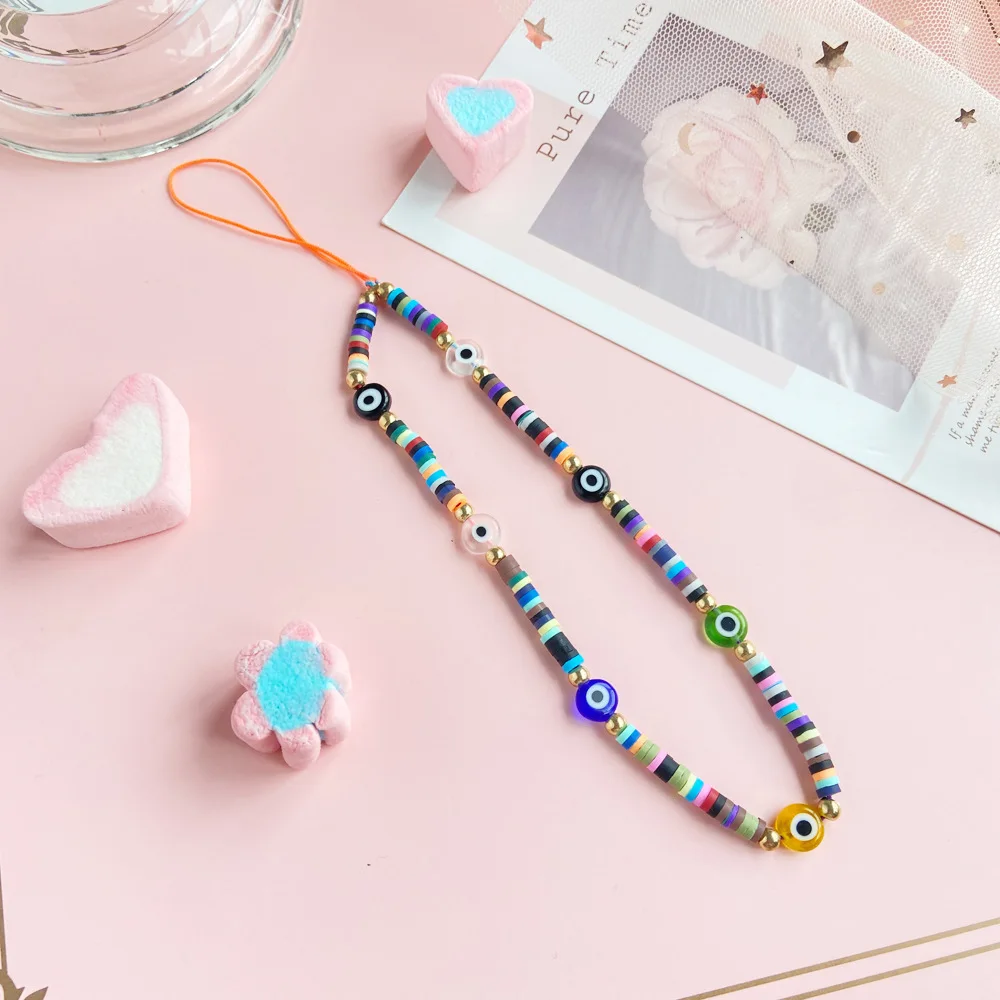 New creative fashion acrylic mobile phone chain multi-color eyes DIY mobile phone chain key chain custom
