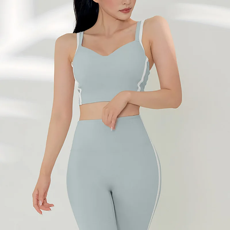 New Arrival Candy Colour Tight Yoga Top Underwear Gather Chest Fitness Sanded Nude Sports Bra
