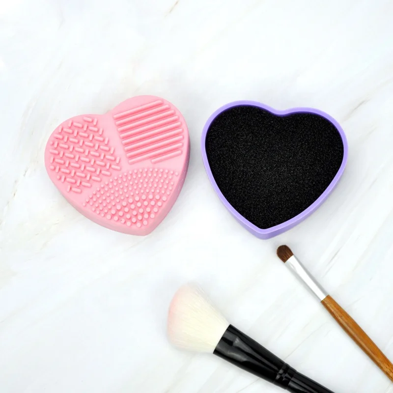 Love Heart Shape Silicone Makeup Cleaning Mat Silicone Cleaning Mat Product Silicone Eyebrow Brushes
