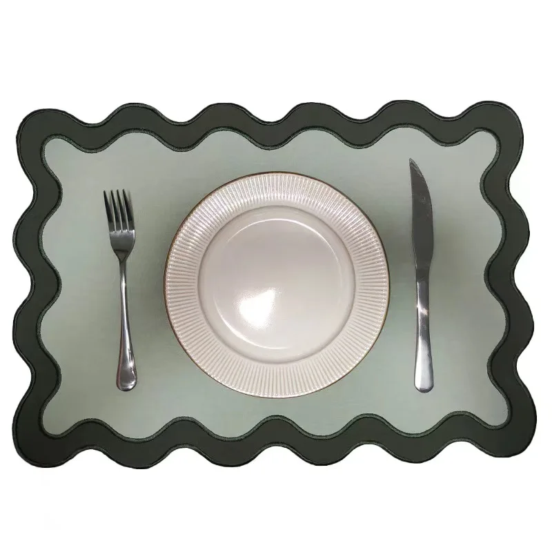 Scalloped Edge Pure Linen Napkin Cloth with Embroidered Letters Hotel Dining Table Linen Napkins for Home Use