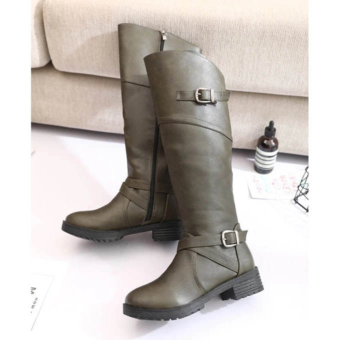 Ladies and girls genuine leather casual knee high shoes women boots fashionable