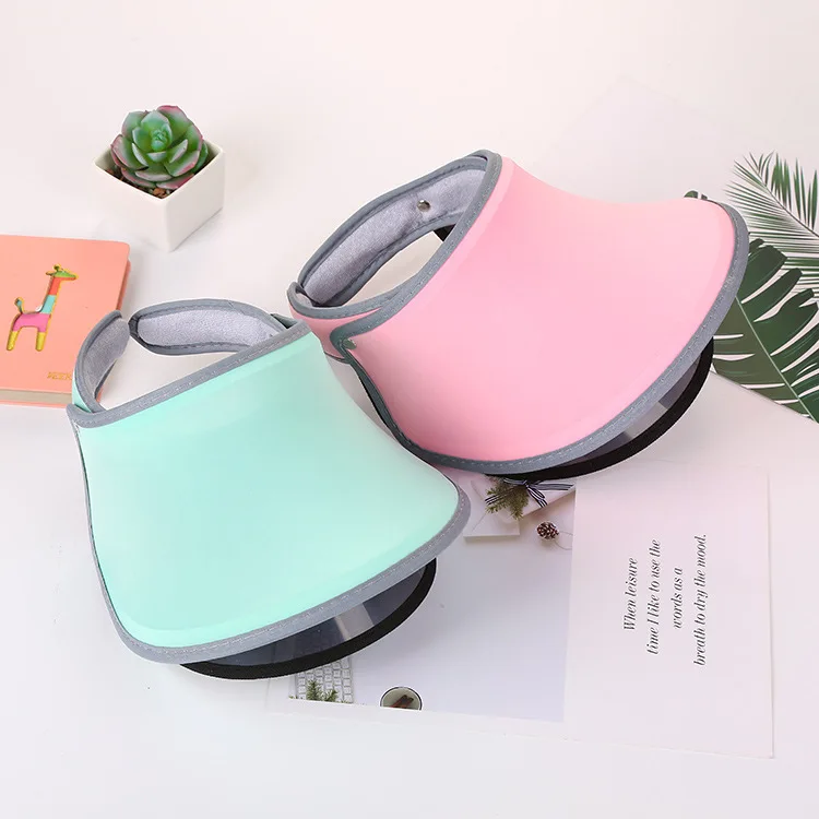 Custom Logo Sun Visor Caps Summer Candy Plastic Hats Multicolor Empty Top Hat