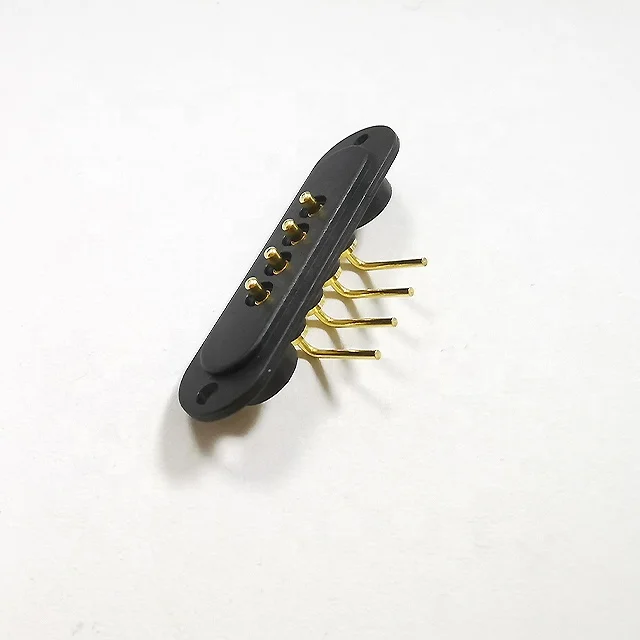 
4pin magnetic Female Contact pad & Male Spring Loaded Panel Mount Single Row Strip Right Angle pogo pin connector 