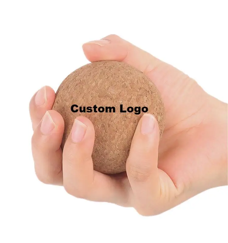 Wholesale Pilates High Density 60mm 100% Natural Wooded Cork Massage Ball with Logo