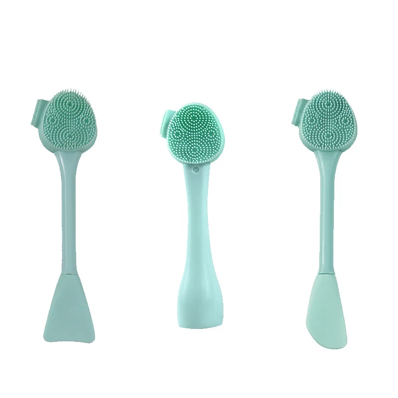 hot sale 2 in 1 silicone facial brush with mask brush custom logo application skin-friendly facial cleaning brush