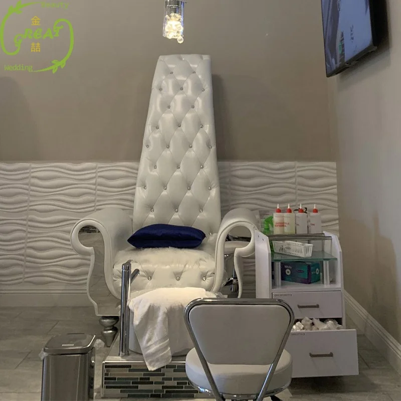 White and gold egg shape smart beimeng luxury modern nail salon stool for sale hot pink high back sink wooden pedicure chair