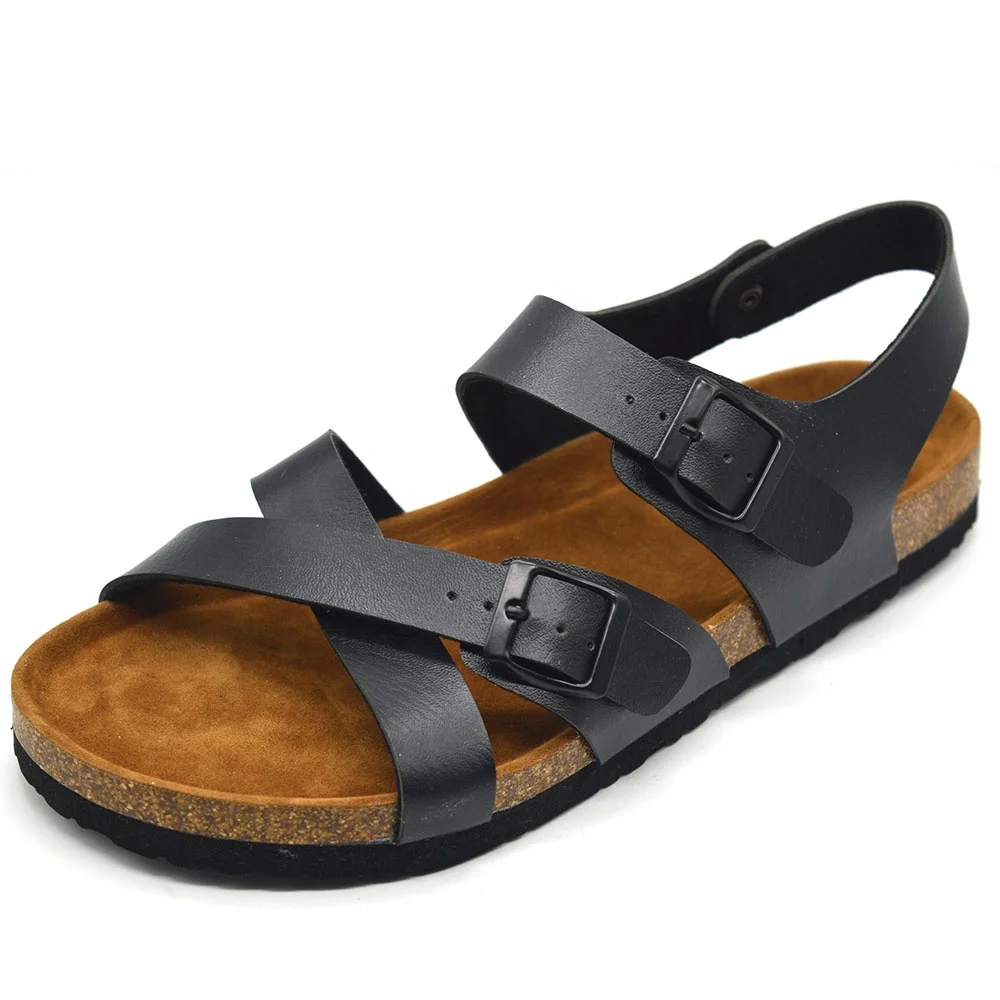 Высококачественные кожаные сандалии унисекс на пробковой подошве, уличные тапочки