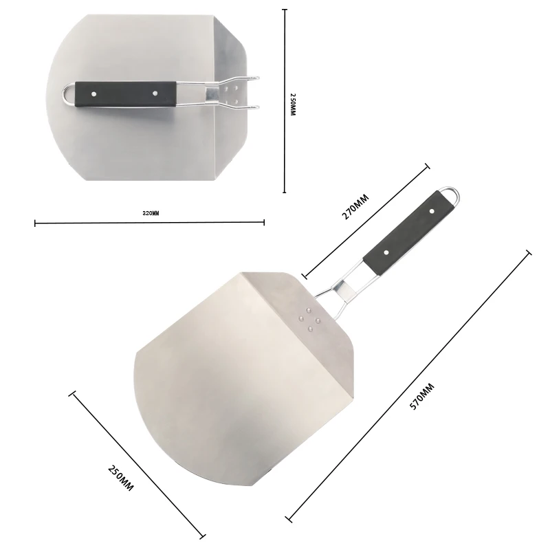 Amazon Hot Sell 10 Inch Stainless Steel Chef pizza spatula For Pizza Baking Tool With TPR Handle