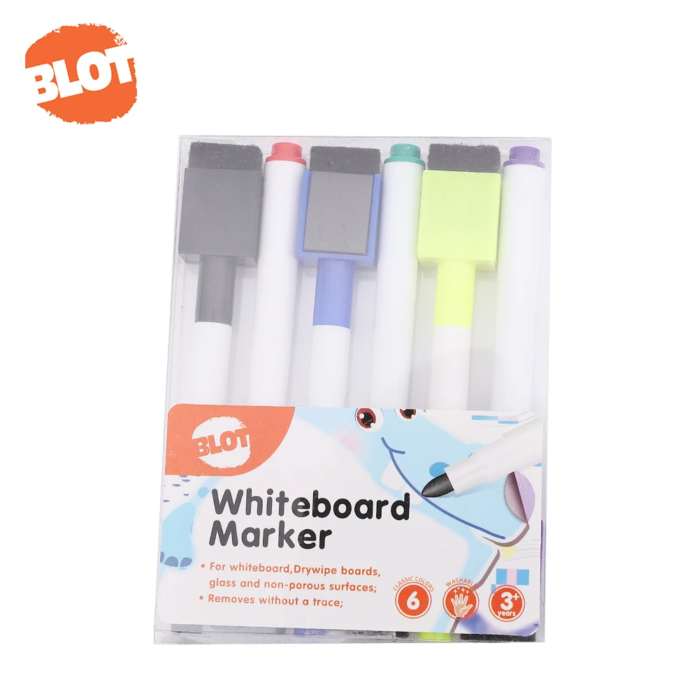 BLOT BCHB80010 6pcs Magnetic Whiteboard Marker Pen With Felt Head