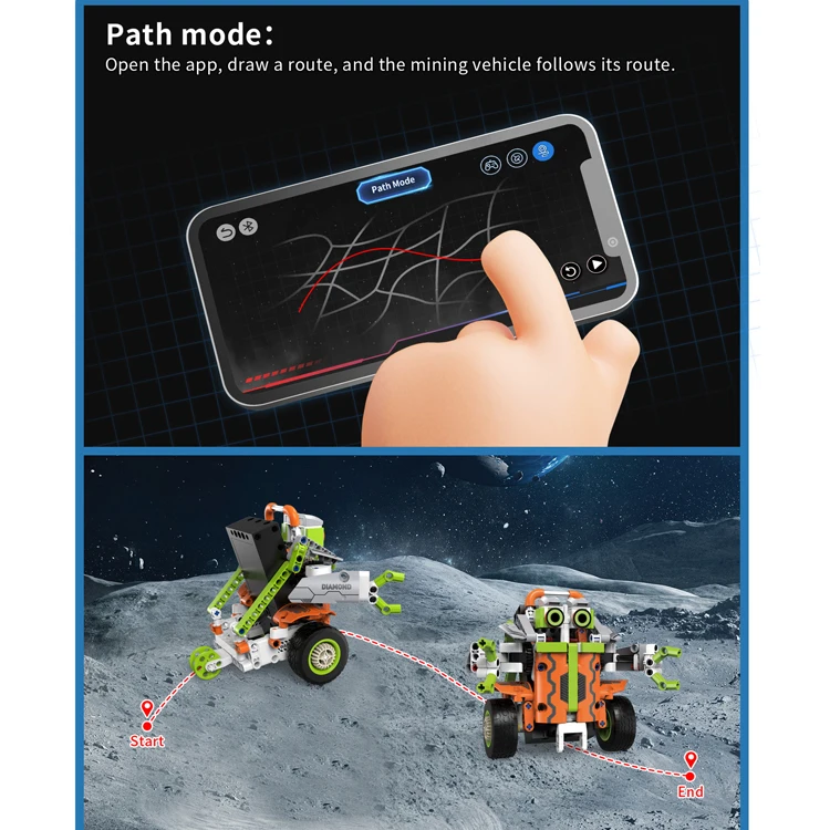 593 Pcs 5 in 1 APP Control Programming Robot Building Blocks Kit Science 2.4Ghz Rechargeable RC Stunt Racer Tank 3D Toy