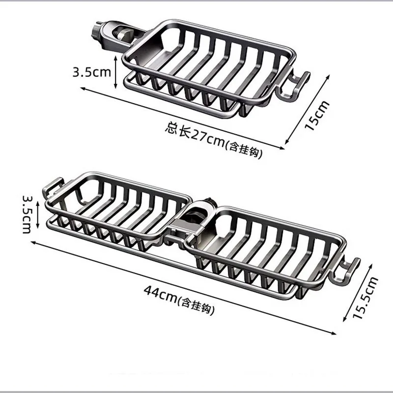 Space Aluminum Kitchen Sink Drain Rack Sponge Storage Faucet Holder Over Faucet Soap Drainer Shelf Faucet Basket Organizer