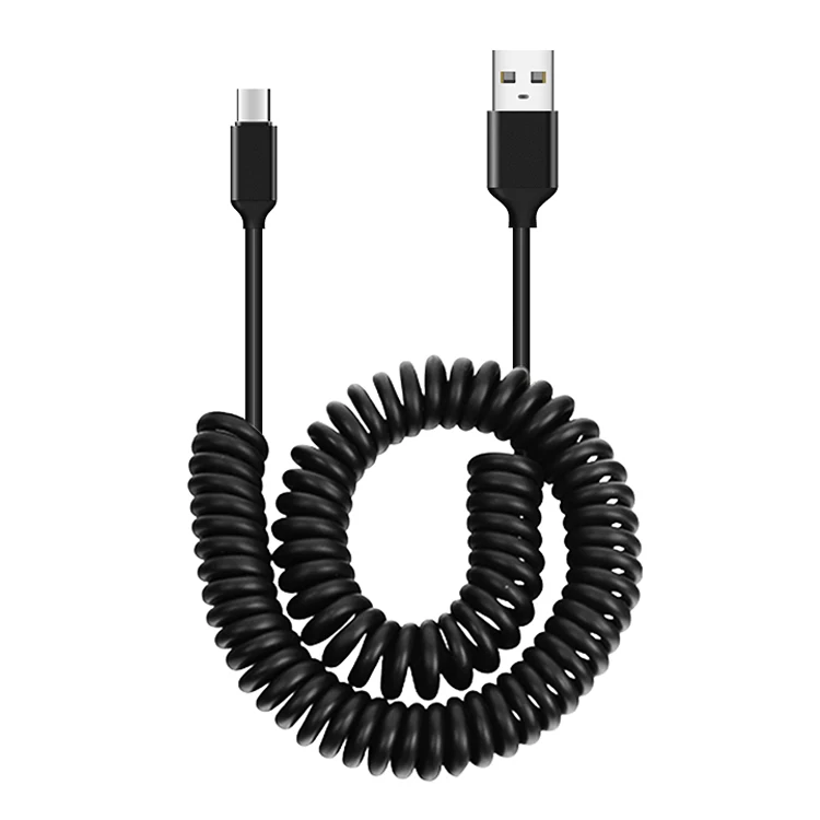 Guangying brand Spiral Extension Cable USB 2.0 Type C Charging Data coiled Cable