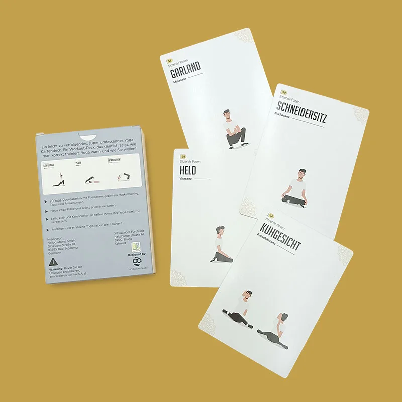 Design Premium Adult Meditation Exercise Game Flash Card Asana Sequence Yoga Poses Deck Cards With Instructions