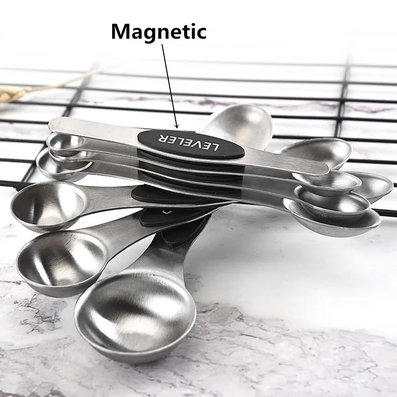 Лидер продаж на Amazon, набор из 7 Штабелируемых магнитных мерных ложек из нержавеющей стали