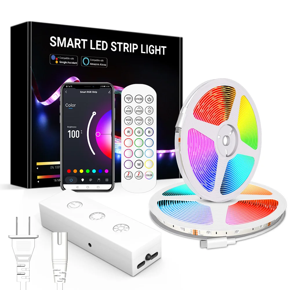Home Brighter 5M 10M 15M 16 Million Colors Alexa Phone App Controlled Music Lamp Smart WiFi 5050 RGB LED Strip Lights for Home
