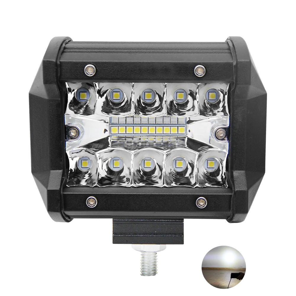 60W stainless steel LED spotlight for trucks portable led light bar driving light bar 4x4 offroad Triple Row LED light bars