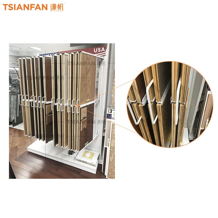 Factory Metal Page Turn Holder Marble Quartz Ceramic Showroom Stone Stand Wooden Sample Page Turning Floor Tile Display Rack